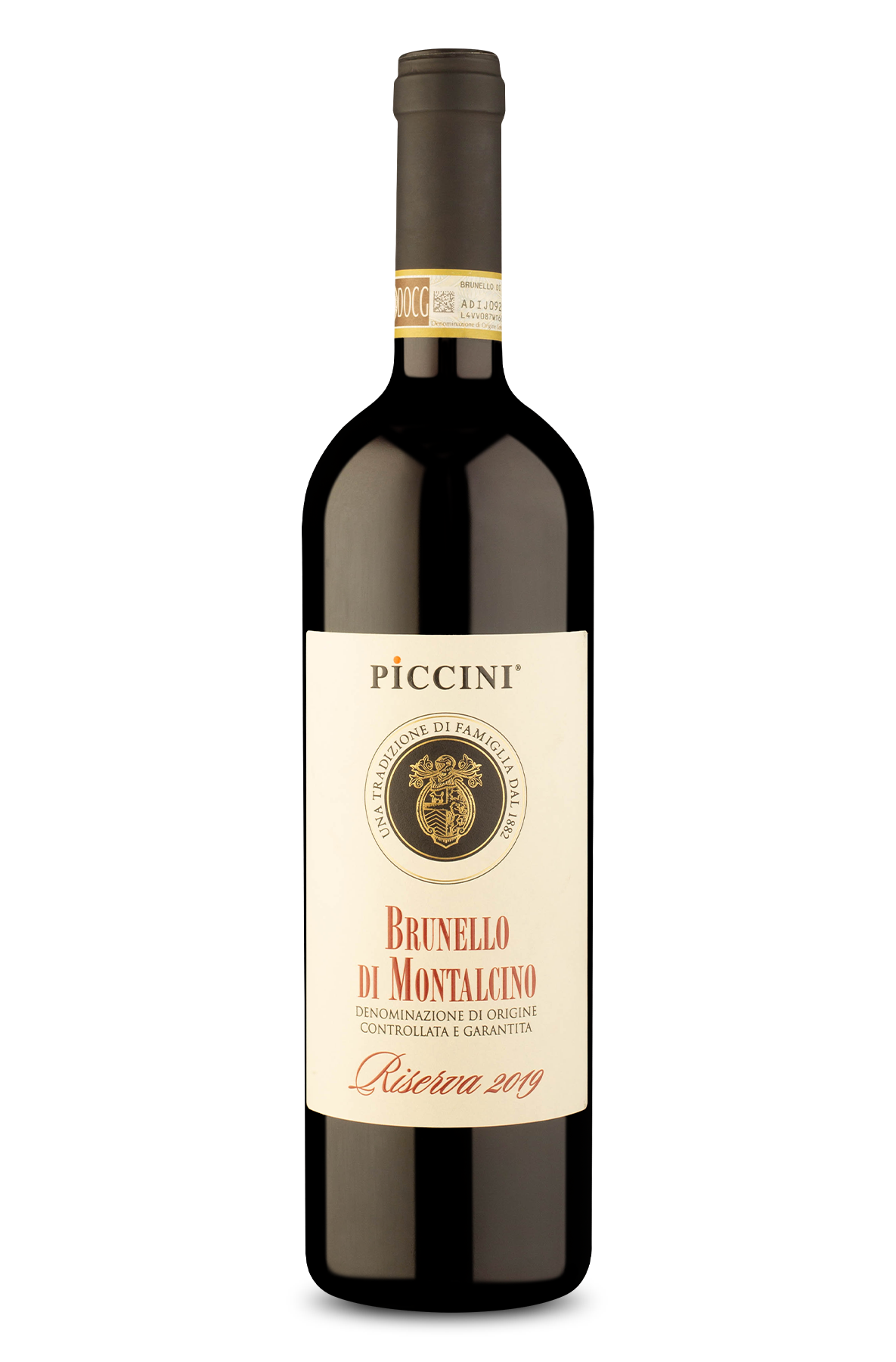 Garrafa de piccini brunello di montalcino riserva